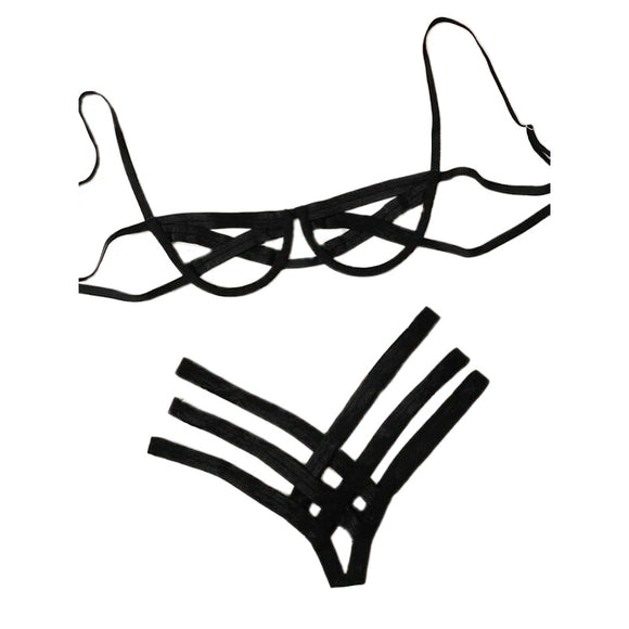 Lace-Up Sexy Lingerie - Black