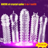 5pcs/set Reusable Crystal Penis Sleeve Condom